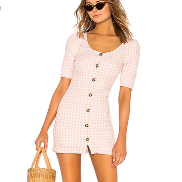 LPA Puff Sleeve Button Up Dress in Baby Pink  x revolve - Picture 1 of 6